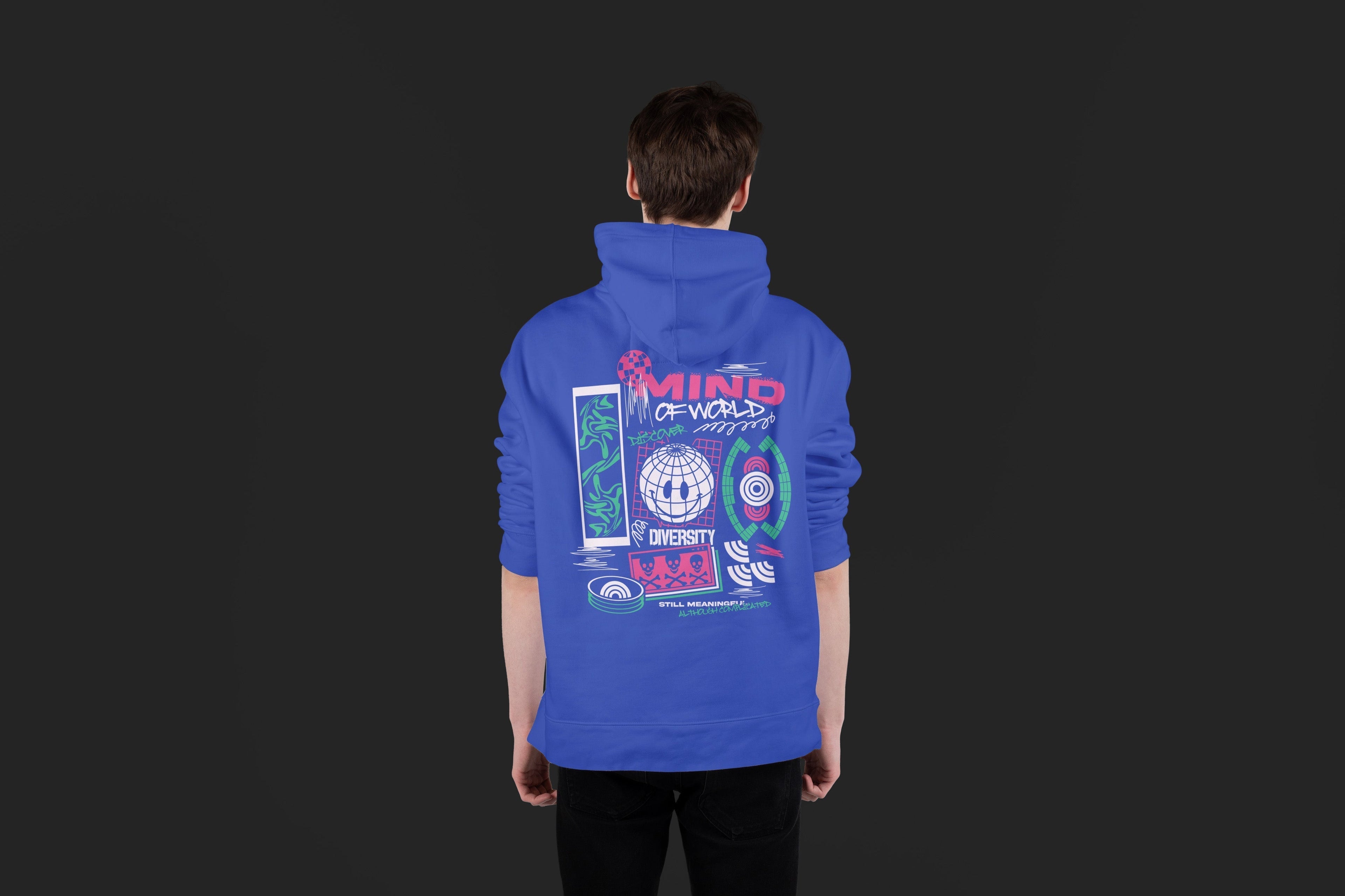 MIND OF WORLD Ultra Premium Oversize Hoodie 350 GSM (Roya Blue)