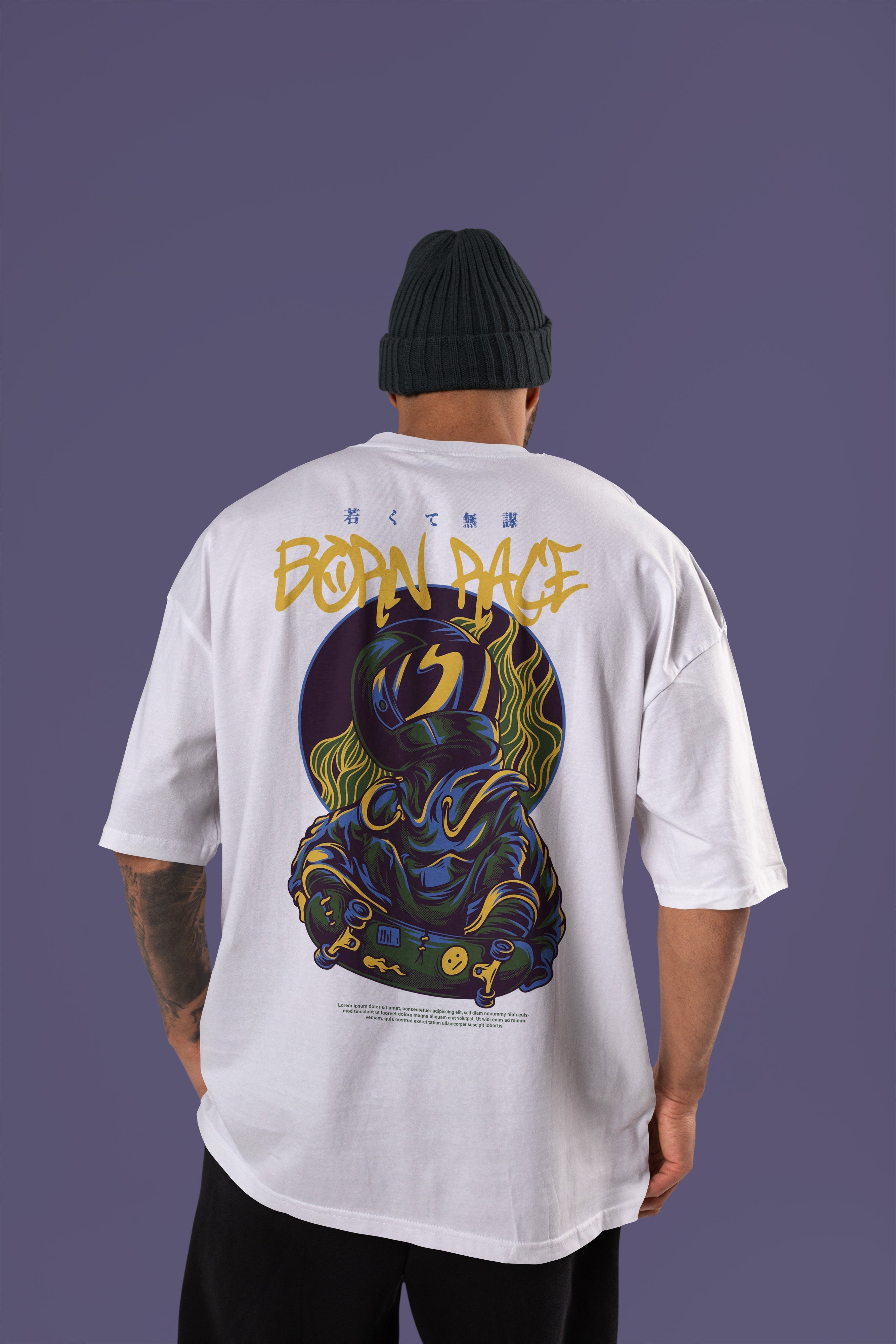 BORN RACE Premium Oversize Tshirt (White)