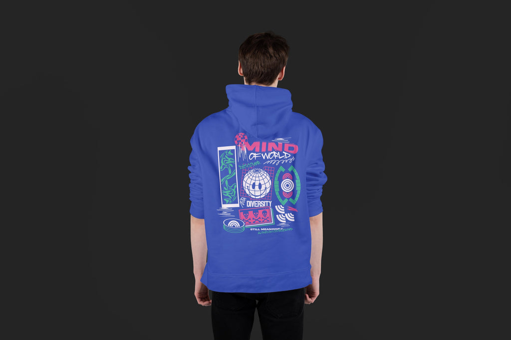 MIND OF WORLD Ultra Premium Oversize Hoodie 350 GSM (Roya Blue)