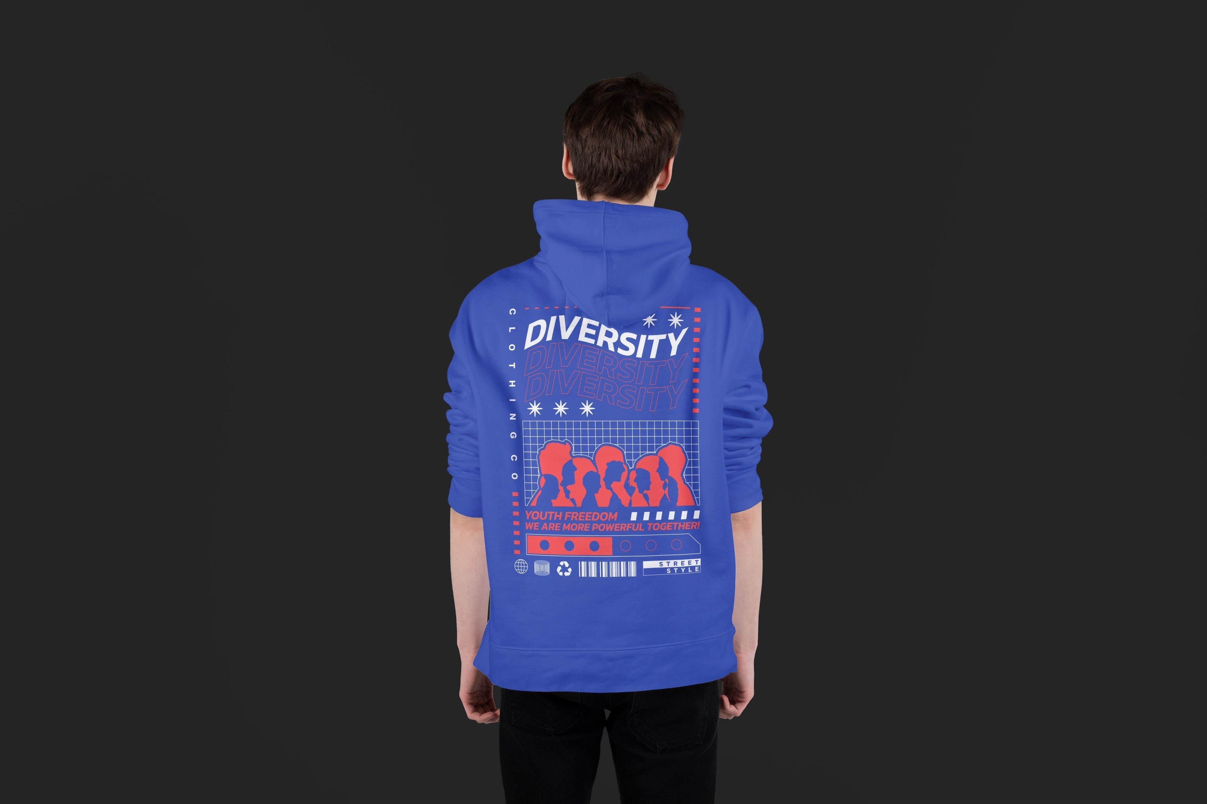 DIVERSITY Ultra Premium Oversize Hoodie 350 GSM (Royal Blue)