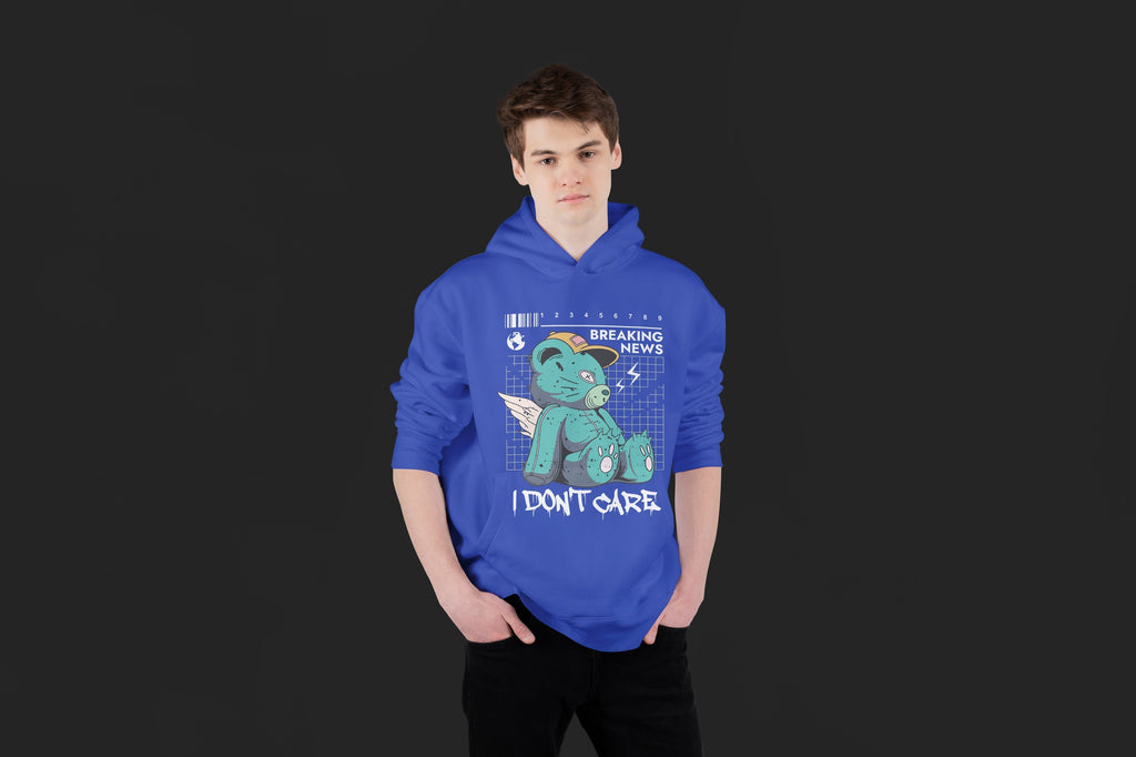 I DON'T CARE Ultra Premium Oversize Hoodie 350 GSM (Royal Blue)